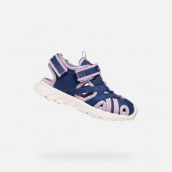 Sandały GEOX J SANDAL AIRADYUM GI Niebieski. Czerwone sandały damskie Geox, bez wzorów, z tkaniny, bez obcasa, bez zapięcia. Za 242.99 zł.
