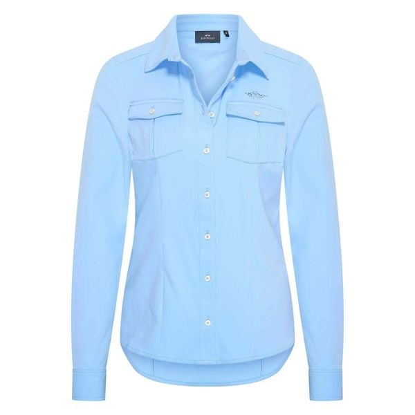 Koszula jeździecka techniczna damska HV Polo Joline. Niebieskie koszule damskie HV POLO, l, bez wzorów, z materiału, klasyczne, bez kołnierzyka, bez ramiączek. Za 266.00 zł.