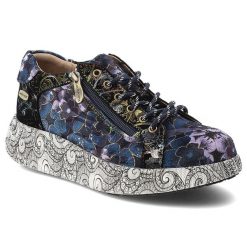 Granatowe Sneakersy Laura Vita Modne Obuwie Damskie. Niebieskie półbuty damskie Laura Vita, z aplikacjami, z jeansu, boho, bez obcasa, bez zapięcia. Za 339.99 zł.