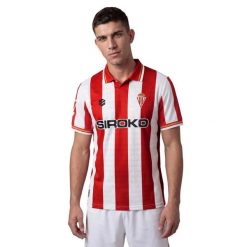 Męska oficjalna piłkarska koszulka domowa Real Sporting de Gijón Siroko RSG H. Czerwone koszulki polo męskie SIROKO, l, bez wzorów, z materiału, klasyczne, bez ramiączek. Za 344.00 zł.
