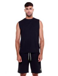 Sportowa koszulka męska bez rękawów Fluo. Czarne koszulki sportowe męskie LEONE 1947 APPAREL, l, bez wzorów, z bawełny, bez kołnierzyka, bez ramiączek, na fitness i siłownię. Za 42.06 zł.