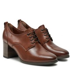 Półbuty Tamaris. Brązowe półbuty damskie Tamaris, bez wzorów, bez obcasa, na obcasie, bez zapięcia. Za 319.99 zł.