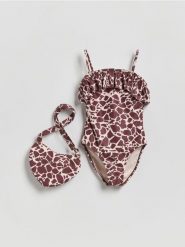 Strój kąpielowy z torebką - brązowy. Brązowe torby i plecaki dziecięce Reserved. Za 69.99 zł.