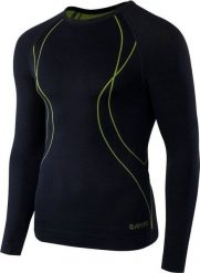 Hi-Tec Bielizna Bluza Ikar Top black-lime punch r. L. Czarna bielizna termoaktywna męska Hi-tec, l, bez wzorów, bez kaptura. Za 99.90 zł.