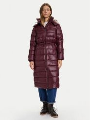 Tommy Hilfiger Płaszcz zimowy WW0WW47356 Bordowy Regular Fit. Czerwone płaszcze damskie Tommy Hilfiger, na zimę, l, bez wzorów, z syntetyku, bez kaptura. Za 1,129.00 zł.