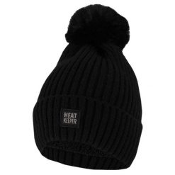 Czapka termiczna damska + pompon Jeden rozmiar - 2 sztuki. Czarne czapki i kapelusze damskie HEAT KEEPER, bez wzorów, z elastanu, sportowe. W wyprzedaży za 140.45 zł.