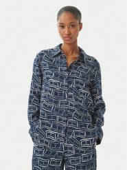 Tommy Hilfiger Koszula WW0WW44679 Granatowy Regular Fit. Niebieskie bluzki damskie Tommy Hilfiger, bez wzorów, ze lnu, bez kołnierzyka, bez ramiączek. Za 489.99 zł.