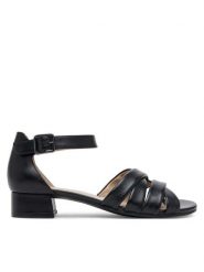 Caprice Sandały 9-28201-44 Czarny. Czarne sandały damskie Caprice, bez wzorów, ze skóry, bez obcasa, na słupku, bez zapięcia. Za 227.99 zł.