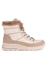 Rieker Botki L7742-62 Beżowy. Brązowe botki damskie Rieker, z materiału, bez obcasa, na płaskiej podeszwie, bez zapięcia. Za 293.99 zł.