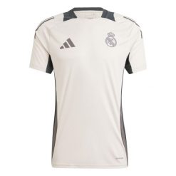 Koszulka treningowa Real Madrid 2024/25. Czerwone koszulki sportowe męskie Adidas, bez wzorów, bez kołnierzyka, bez ramiączek, do piłki nożnej. Za 233.25 zł.