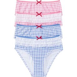 Figi maxi z falbanami (4 pary) bonprix jasnoróżowo-biały + niebiesko-biały w kratę. Figi damskie marki KALENJI. Za 39.96 zł.