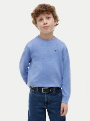 Tommy Hilfiger Sweter KB0KB10307 Niebieski Regular Fit. Niebieskie swetry dla chłopców Tommy Hilfiger, bez wzorów, z bawełny, bez kołnierzyka, bez kaptura. Za 289.99 zł.