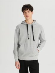 Bluza z kapturem - szary. Szare bluzy męskie Sinsay, l, bez wzorów, z bawełny, z kapturem. Za 39.99 zł.
