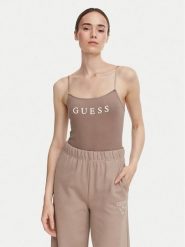 Guess Body O5RM11 KBBU1 Brązowy Regular Fit. Brązowe koszule damskie Guess, l, z aplikacjami, z bawełny, bez kołnierzyka, bez ramiączek. Za 154.99 zł.