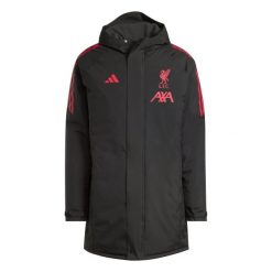 Parka Tiro Stadium Liverpool FC 2025/26. Czarne parki męskie Adidas, bez wzorów, sportowe, bez kaptura. W wyprzedaży za 743.00 zł.