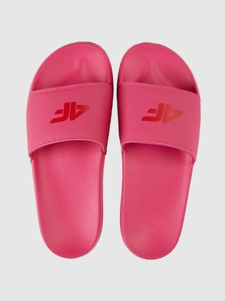 Klapki damskie 4F 4FRSS26FSLIF062. Czerwone klapki damskie 4f, bez wzorów, z materiału, bez obcasa. Za 59.99 zł.