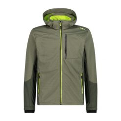 Kurtka z kapturem softshell Ripstop CMP. Zielone kurtki sportowe męskie CMP, bez wzorów, z softshellu, trekkingowe. Za 435.50 zł.