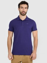 4F Koszulka polo regular męska - granatowa XXL. Niebieskie koszulki polo męskie 4f, m, bez wzorów, z bawełny, klasyczne, bez ramiączek. W wyprzedaży za 59.99 zł.