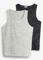 Tank top (2 szt.). Czarne t-shirty męskie bonprix, l, bez wzorów, bez kołnierzyka. Za 79.98 zł.