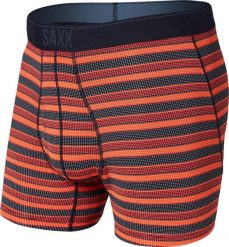 SAXX Bokserki męskie trekkingowe / sportowe z rozporkiem SAXX QUEST Boxer Brief Fly słoneczne paski S. Bokserki męskie Saxx, bez wzorów, sportowe. Za 103.99 zł.