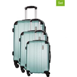 Zestaw walizek w kolorze miętowym - 3 szt. Walizki męskie Platinium, z materiału. W wyprzedaży za 539.95 zł.