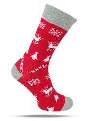 Tematyczne Skarpetki Bawełniane - Choinka, Renifer, Święta. Czerwone skarpety męskie His Story, bez wzorów, z bawełny. Za 34.99 zł.
