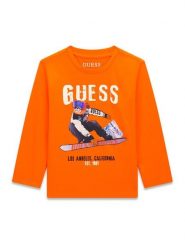 Guess Bluzka N6BI04 K5854 Pomarańczowy Regular Fit. Brązowe t-shirty dla chłopców Guess, z aplikacjami, z bawełny, bez ramiączek. Za 114.99 zł.
