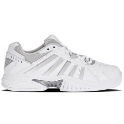 Buty do tenisa damskie K-Swiss Receiver V Indoor. Białe obuwie sportowe damskie K-SWISS, bez wzorów, z materiału, tenisowe. Za 648.00 zł.