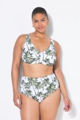 Damskie Figi od bikini wysoki stan nadruk z palmami. Białe bikini damskie Ulla Popken, plus size, bez wzorów, plus size. Za 91.99 zł.