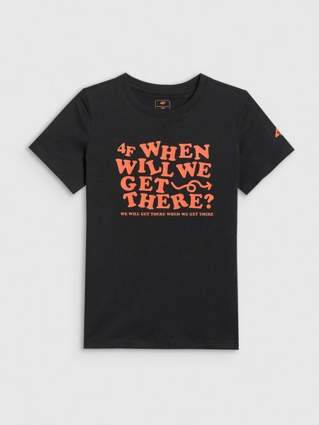 4F T-shirt regular z nadrukiem chłopięcy - czarny 146 (10-11 lat). Czarne t-shirty dla chłopców 4f, bez wzorów, z bawełny, bez ramiączek. Za 39.99 zł.