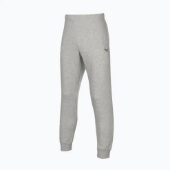 Spodnie męskie Mizuno Sweat. Szare spodnie sportowe męskie Mizuno, m, bez wzorów, z bawełny, na fitness i siłownię. Za 58.99 zł.