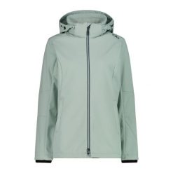 Kurtka turystyczna damska z kapturem i zamkiem CMP. Niebieskie kurtki damskie CMP, bez wzorów, z softshellu, z kapturem, trekkingowe. Za 403.50 zł.