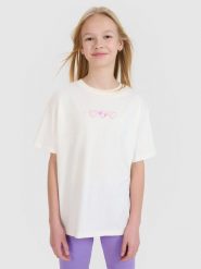 4F T-shirt oversize gładki dziewczęcy - biały 146 (10-11 lat). Białe t-shirty i topy dla dziewczynek 4f, bez wzorów, z bawełny, bez ramiączek. W wyprzedaży za 19.99 zł.