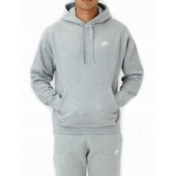 Bluza na co dzień męska NIKE SPORTSWEAR CLUB z kapturem. Szare bluzy męskie Nike, m, bez wzorów, z bawełny, z kapturem. Za 299.00 zł.