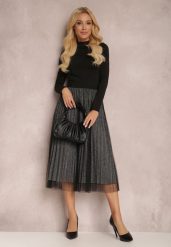 Czarno-Srebrna Spódnica Voloelle. Czarne spódnice damskie Renee, s, bez wzorów, z dzianiny, eleganckie, midi. Za 49.99 zł.