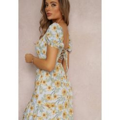 Jasnoniebieska Sukienka Svard. Niebieskie sukienki damskie Renee, l, bez wzorów, z tkaniny, boho, bez kołnierzyka, bez ramiączek, maxi, gorsetowe. Za 49.99 zł.