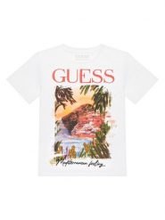 Guess T-Shirt L6GI05 K6XN4 Biały Regular Fit. Białe t-shirty dla chłopców Guess, z aplikacjami, z bawełny, bez ramiączek. Za 114.99 zł.