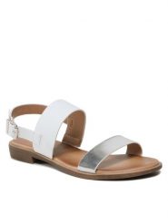 Clara Barson Sandały WS6112-01 Biały. Białe sandały damskie Clara Barson, bez wzorów, ze skóry, bez obcasa, na płaskiej podeszwie, bez zapięcia. Za 79.99 zł.