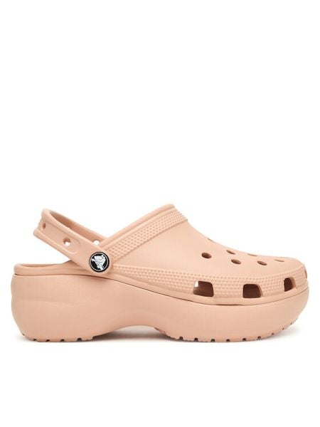 Crocs Klapki Classic Platform Clog 206750 Beżowy. Brązowe klapki damskie Crocs, bez wzorów, z tworzywa sztucznego, bez obcasa. Za 279.99 zł.