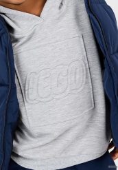 Bluza z Kapturem Dziecięca LEGO Sky600 Szara. Szare bluzy dla chłopców LEGO, na wiosnę, z aplikacjami, z materiału, bez ramiączek, z kapturem. Za 139.99 zł.