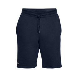 Krótka bluza Under Armour RIVAL FLEECE. Niebieskie bluzy męskie Under Armour, xs, z aplikacjami, z bawełny, bez kaptura. Za 174.25 zł.