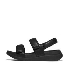 Klapki na koturnie z regulowanym paskiem na plecach damskie FitFlop F-Mode Go. Czarne klapki damskie FIT FLOP, bez wzorów, bez obcasa, na koturnie. Za 452.50 zł.