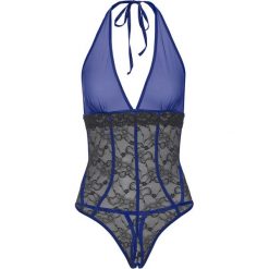 Body ze stringami "ouvert" bonprix czarno-szafirowy. Body damskie marki bonprix. Za 49.99 zł.