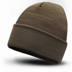 Jednokolorowa Czapka Zimowa Typu Beanie – Zimowa - Khaki. Brązowe czapki i kapelusze męskie His Story, na jesień, bez wzorów. Za 40.00 zł.
