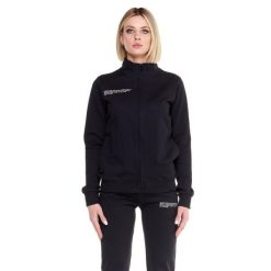 Bluza z bawełna z zamek błyskawiczny na co dzień. Czarne bluzy sportowe damskie LEONE 1947 APPAREL, s, bez wzorów, z bawełny, bez kaptura, na fitness i siłownię. W wyprzedaży za 267.34 zł.