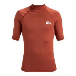 Koszulka surf UPF 50 z krótkim rękawem dla Mężczyzn EVERYDAY Brązowy. Brązowe koszulki sportowe męskie Quiksilver, m, bez wzorów, z elastanu, bez kołnierzyka, bez ramiączek. Za 139.99 zł.