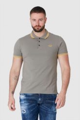 GUESS Khaki koszulka polo z wyszywanym logo. Zielone koszulki polo męskie Guess, m, z aplikacjami, bez ramiączek. W wyprzedaży za 159.99 zł.