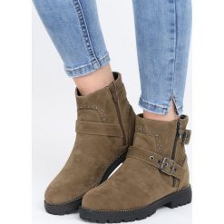 Khaki Botki Rambling. Brązowe botki damskie Born2be, na jesień, z materiału. Za 119.99 zł.
