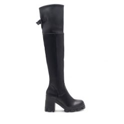 Kozaki DeeZee. Czarne kozaki damskie DeeZee, bez obcasa, na słupku. Za 175.99 zł.