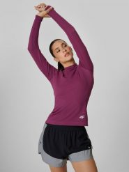 4F Longsleeve do biegania slim szybkoschnący damski - fioletowy M/L. Fioletowe koszulki sportowe damskie 4f, l, bez wzorów, z materiału, bez kołnierzyka, bez ramiączek, do biegania. Za 149.99 zł.